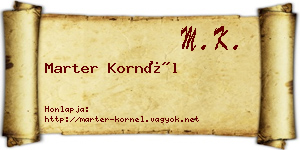 Marter Kornél névjegykártya